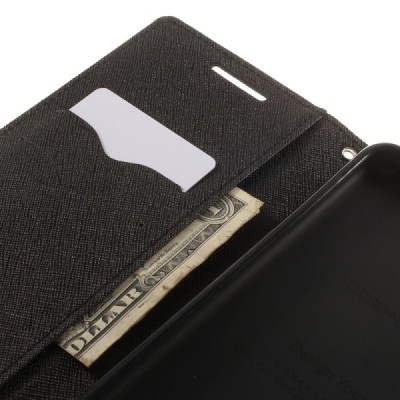 HTC Desire 820 „Mercury“ atvērams melns ādas maciņš - maks / Vacins.lv