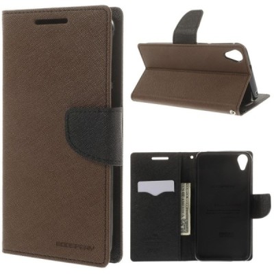 HTC Desire 820 „Mercury“ atvērams brūns ādas maciņš - maks / Vacins.lv