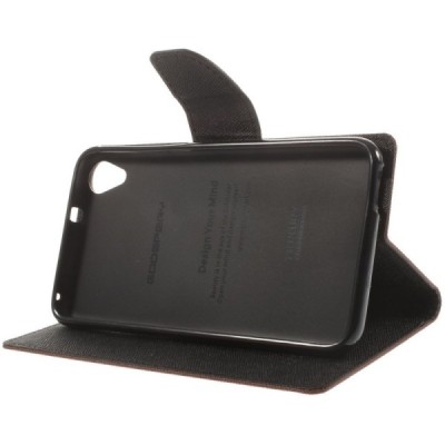 HTC Desire 820 „Mercury“ rudas odinis atverčiamas dėklas - piniginė / Priedai.lt