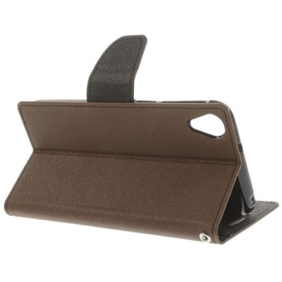 HTC Desire 820 „Mercury“ rudas odinis atverčiamas dėklas - piniginė / Priedai.lt