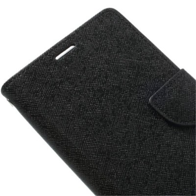 Sony Xperia Z1 (Honami L39h) „Mercury“ Fancy juodas odinis atverčiamas dėklas - piniginė / Priedai.lt