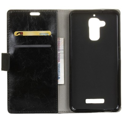 Asus Zenfone 3 Max (ZC520TL) atvēramais ādas melns maciņš (maks) / Vacins.lv