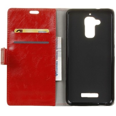 Asus Zenfone 3 Max (ZC520TL) atvēramais ādas sarkans maciņš (maks) / Vacins.lv