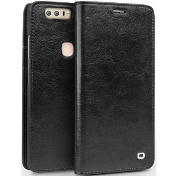 „QIALINO“ atvēramais ādas maciņš - melns (Honor 8)