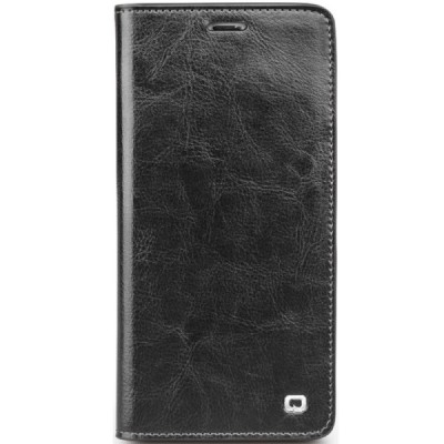 Honor 8 (Huawei Honor 8) „QIALINO“ atvēramais ādas melns maciņš - maks / Vacins.lv