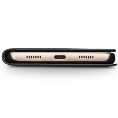 Honor 8 (Huawei Honor 8) „QIALINO“ atvēramais ādas melns maciņš - maks / Vacins.lv