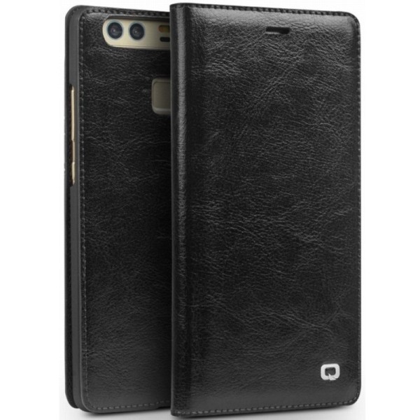 „QIALINO“ atvēramais ādas maciņš - melns (P9)