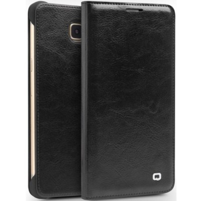 Samsung Galaxy A5 (2016) A510 „QIALINO“ atvēramais ādas melns maciņš - maks / Vacins.lv