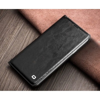 Samsung Galaxy A5 (2016) A510 „QIALINO“ atvēramais ādas melns maciņš - maks / Vacins.lv