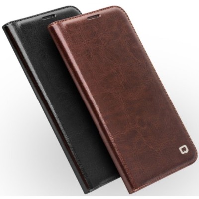 Samsung Galaxy A5 (2016) A510 „QIALINO“ atvēramais ādas melns maciņš - maks / Vacins.lv