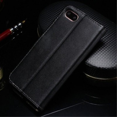 Apple iPhone 7 Plus atvēramais ādas melns maciņš (maks) / Vacins.lv