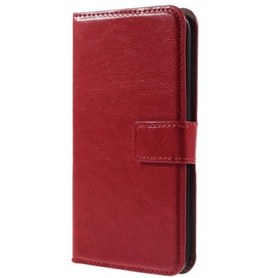 Apple iPhone 7 Plus atverčiamas raudonas odinis dėklas - piniginė / Priedai.lt