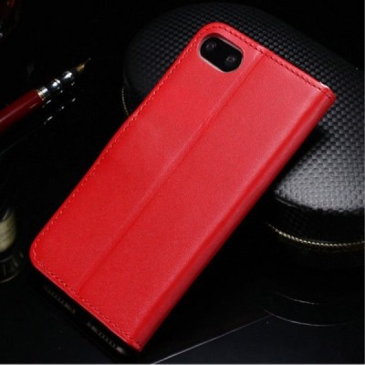Apple iPhone 7 Plus atverčiamas raudonas odinis dėklas - piniginė / Priedai.lt