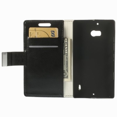 Nokia Lumia 930 atvēramais ādas melns maciņš (maks) / Vacins.lv