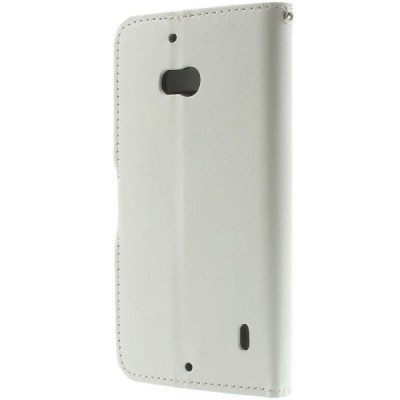 Nokia Lumia 930 atverčiamas baltas odinis dėklas - piniginė / Priedai.lt