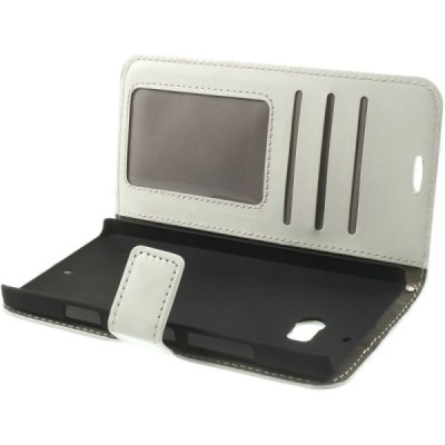 Nokia Lumia 930 atverčiamas baltas odinis dėklas - piniginė / Priedai.lt