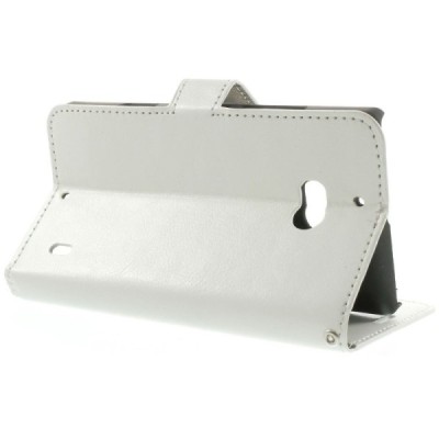 Nokia Lumia 930 atverčiamas baltas odinis dėklas - piniginė / Priedai.lt