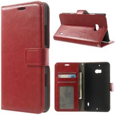 Nokia Lumia 930 atverčiamas raudonas odinis dėklas - piniginė / Priedai.lt