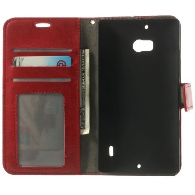 Nokia Lumia 930 atvēramais ādas sarkans maciņš (maks) / Vacins.lv