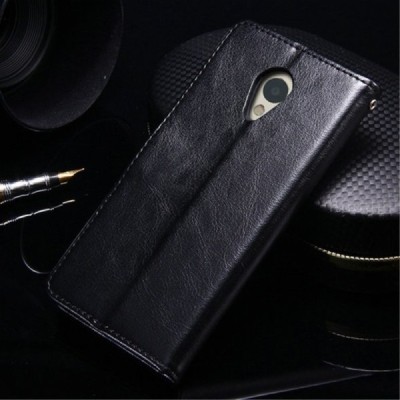 Meizu M3s atvēramais ādas melns maciņš (maks) / Vacins.lv