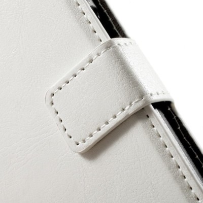 Samsung Galaxy Ace 4 (G357) atvēramais ādas balts maciņš (maks) / Vacins.lv