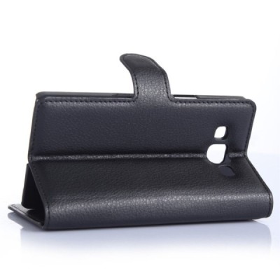 Samsung Galaxy A5 (A500F) atvēramais ādas melns maciņš (maks) / Vacins.lv