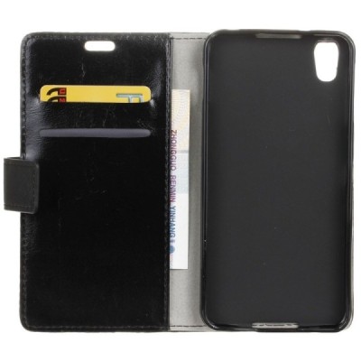 Alcatel Idol 4 atverčiamas juodas odinis dėklas - piniginė / Priedai.lt