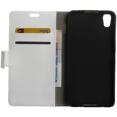 Alcatel Idol 4 atvēramais ādas balts maciņš (maks) / Vacins.lv