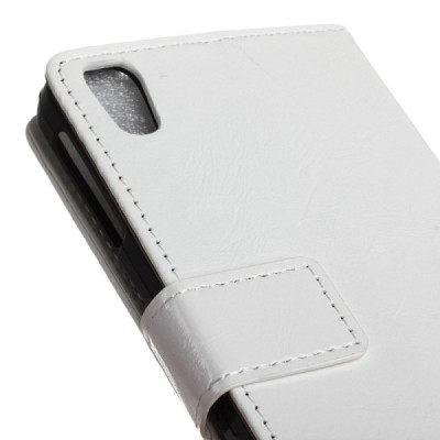 Alcatel Idol 4 atvēramais ādas balts maciņš (maks) / Vacins.lv