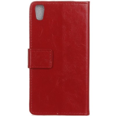 Alcatel Idol 4 atvēramais ādas sarkans maciņš (maks) / Vacins.lv