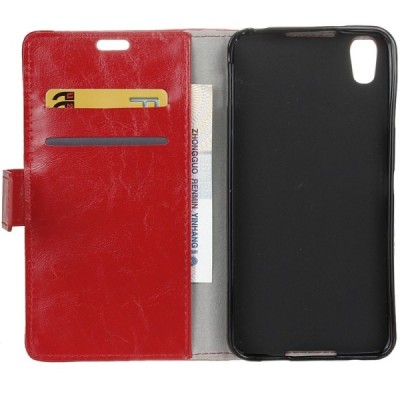 Alcatel Idol 4 atvēramais ādas sarkans maciņš (maks) / Vacins.lv