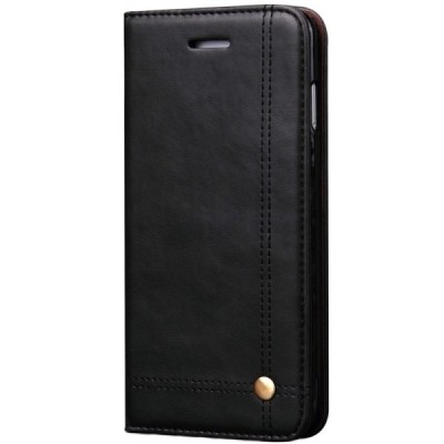 „Deluxe“ atverčiamas juodas odinis Apple iPhone 7 Plus (iPhone 8 Plus) dėklas - knygutė / Priedai.lt