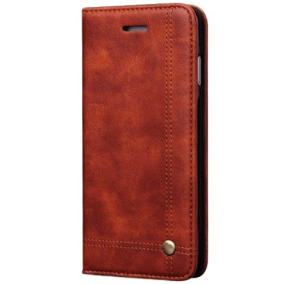 Apple iPhone 7 Plus (iPhone 8 Plus) „Deluxe“ ādas atvēramais gaiši brūns maciņš (maks) / Vacins.lv