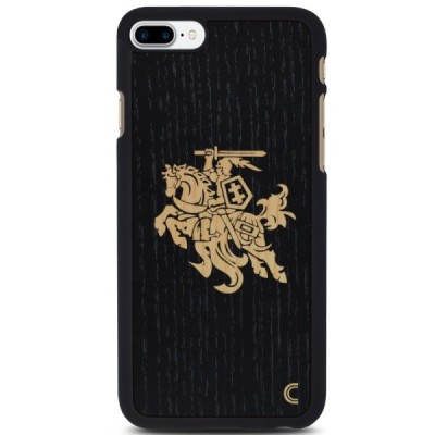Apple iPhone 7 Plus (iPhone 8 Plus) „Crafted Cover“ Juodas Vytis natūralaus medžio dėklas (šviesus medis) / Priedai.lt