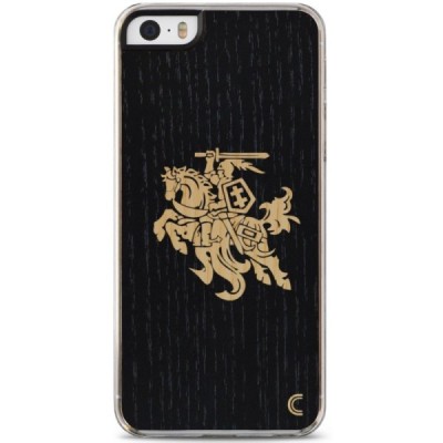 Apple iPhone 5 / 5S / SE „Crafted Cover“ Juodas Vytis natūralaus medžio dėklas (šviesus medis) / Priedai.lt