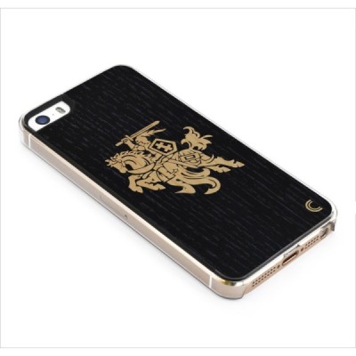 Apple iPhone 5 / 5S / SE „Crafted Cover“ Juodas Vytis natūralaus medžio dėklas (šviesus medis) / Priedai.lt