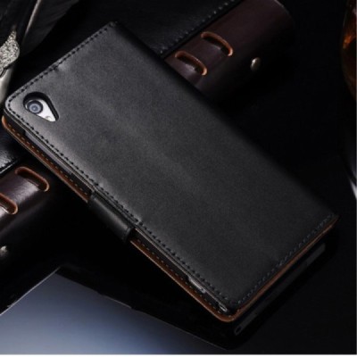 Atverčiamas Sony Xperia Z1 juodas odinis atverčiamas dėklas / Priedai.lt