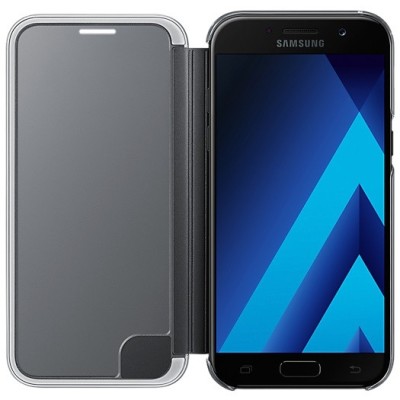 Samsung Galaxy A5 2016 (A520) originalus Clear View Cover atverčiamas juodas dėklas / Priedai.lt