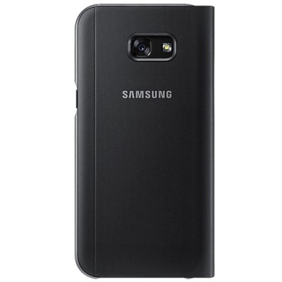 Samsung Galaxy A5 (2017) A520 oficiāls S View Cover atvērams melns ādas maciņš / Vacins.lv