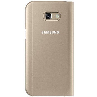 Samsung Galaxy A5 (2017) A520 oficiāls S View Cover atvērams zelta ādas maciņš / Vacins.lv