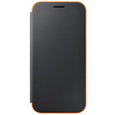 Samsung Galaxy A3 (2017) A320 oficiāls Neon Flip Cover EF-FA320 atvērams melns ādas maciņš (maks) / Vacins.lv