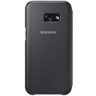 Samsung Galaxy A3 (2017) A320 originalus Neon Flip Cover EF-FA320 atverčiamas juodas odinis dėklas - piniginė / Priedai.lt