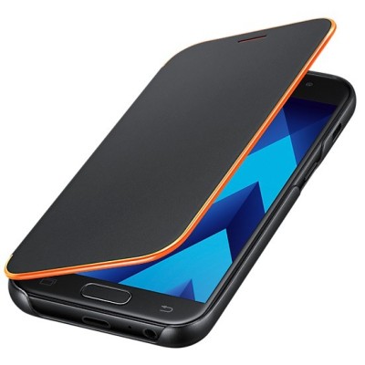 Samsung Galaxy A3 (2017) A320 originalus Neon Flip Cover EF-FA320 atverčiamas juodas odinis dėklas - piniginė / Priedai.lt