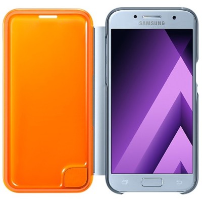 Samsung Galaxy A3 (2017) A320 oficiāls Neon Flip Cover EF-FA320 atvērams gaiši zils ādas maciņš (maks) / Vacins.lv
