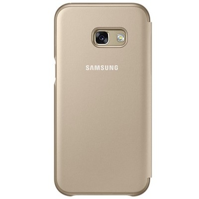 Samsung Galaxy A3 (2017) A320 originalus Neon Flip Cover EF-FA320 atverčiamas auksinis odinis dėklas - piniginė / Priedai.lt