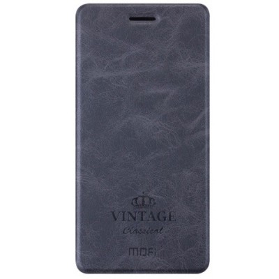 Huawei Honor 8 „Mofi“ Vintage sērijas melns ādas atvērams maciņš / Vacins.lv