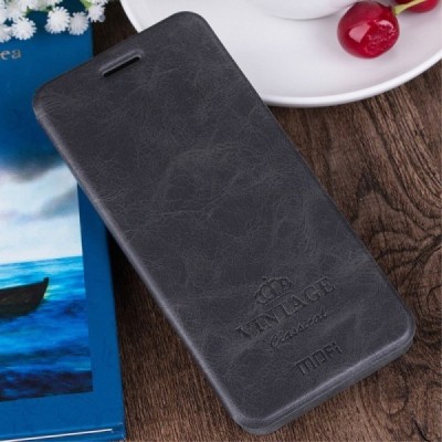 Huawei Honor 8 „Mofi“ Vintage sērijas melns ādas atvērams maciņš / Vacins.lv