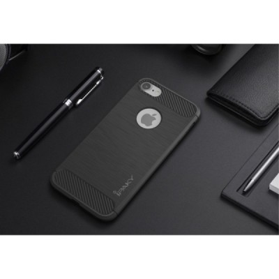 Apple iPhone 7 (iPhone 8) „IPAKY FASHION“ kieto silikono TPU juodas dėklas - nugarėlė / Priedai.lt