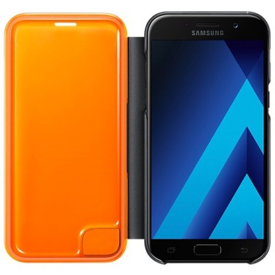 Samsung Galaxy A5 (2017) A520 originalus Neon Flip Cover EF-FA520 atverčiamas juodas odinis dėklas - piniginė / Priedai.lt