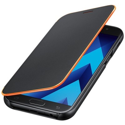 Samsung Galaxy A5 (2017) A520 originalus Neon Flip Cover EF-FA520 atverčiamas juodas odinis dėklas - piniginė / Priedai.lt